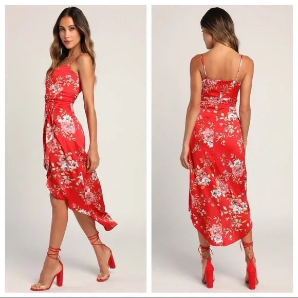 Lulus Dresses Nwot Lulus My Favorite Day Red Floral Print